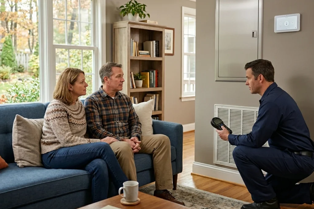 Homeowners improving poor indoor air quality with HVAC service