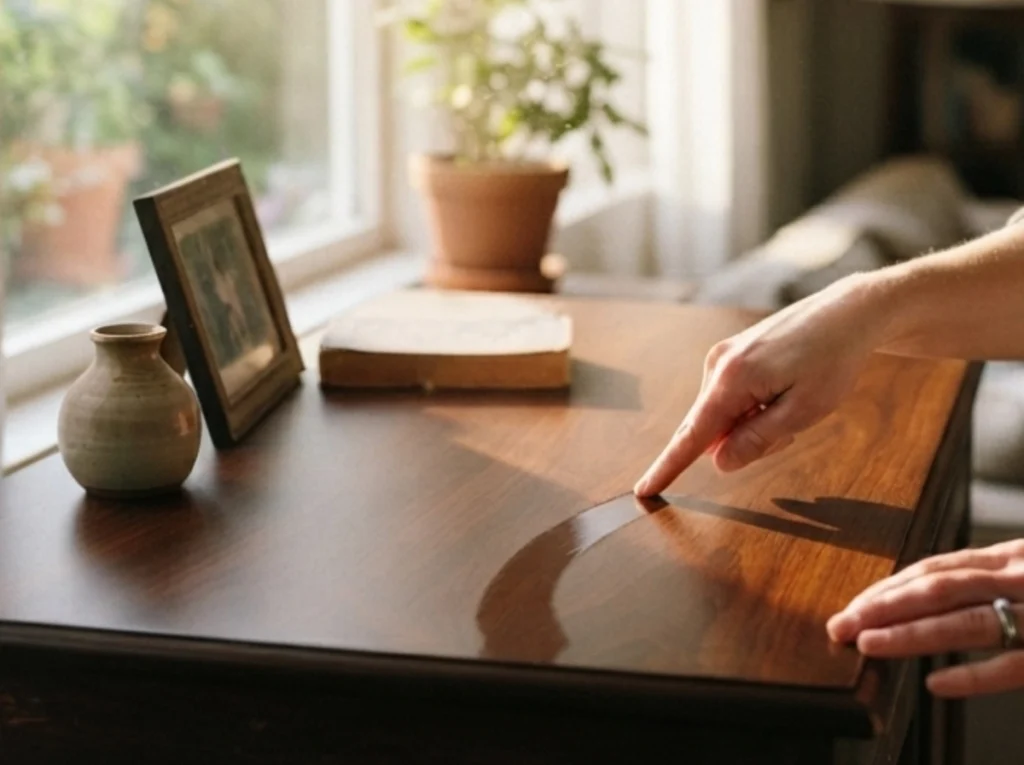 A woman dragging your finger through the dust on her furniture.