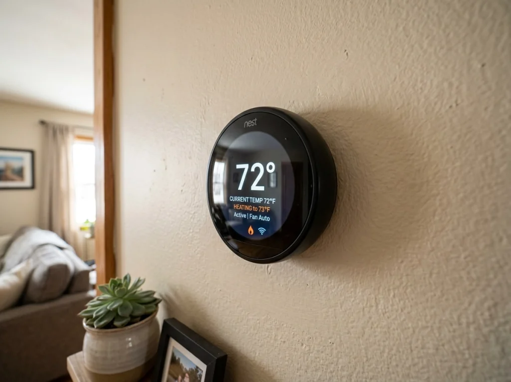 HVAC technician installing a smart thermostat in a Chambersburg home